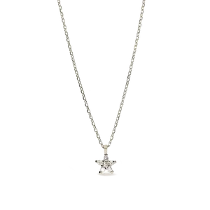 Gargantilla oro blanco con cadena forsat medida 0,90 mm. con colgante 6 diamante natural blanco small inclusions 0,083 kt. centro orla 5 mm. de largo 42 - 45 1BRSGA92I7377B45