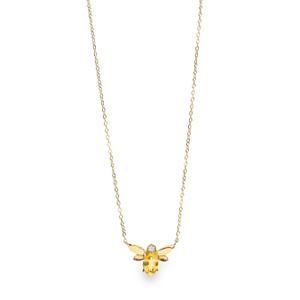 Gargantilla con cadena forsat 0,80 con colgante 1 diamante natural blanco small inclusions 2 0,01 kt. chaton abeja cuarzo citrino fino oval garras 4 x 3 medida 06,5 x 9 de largo 42 - 45 . cierre de reasa 2BRSGA92B3030A45