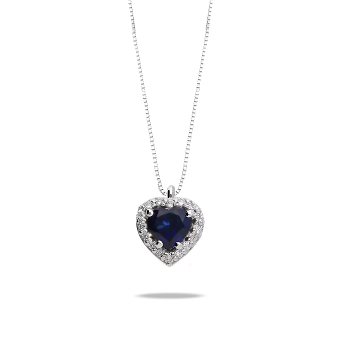 Collar diamante natural 0.08 ct. oro 18 quilates LOVE SAPPHIRE
