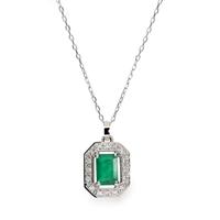 Gargantilla esmeralda y diamantes oro blanco 18 quilates