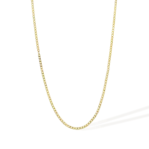 Cadena de Oro Hueca Malla Barbada Cerrada con Dos Caras. Calibre 01,10 mm. Largo 50 cm. Cierre de Reasa. HB50-0110
