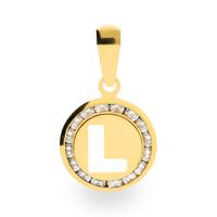 Colgante redondo letra l oro 18 quilates