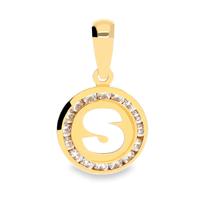 Colgante redondo letra s oro 18 quilates