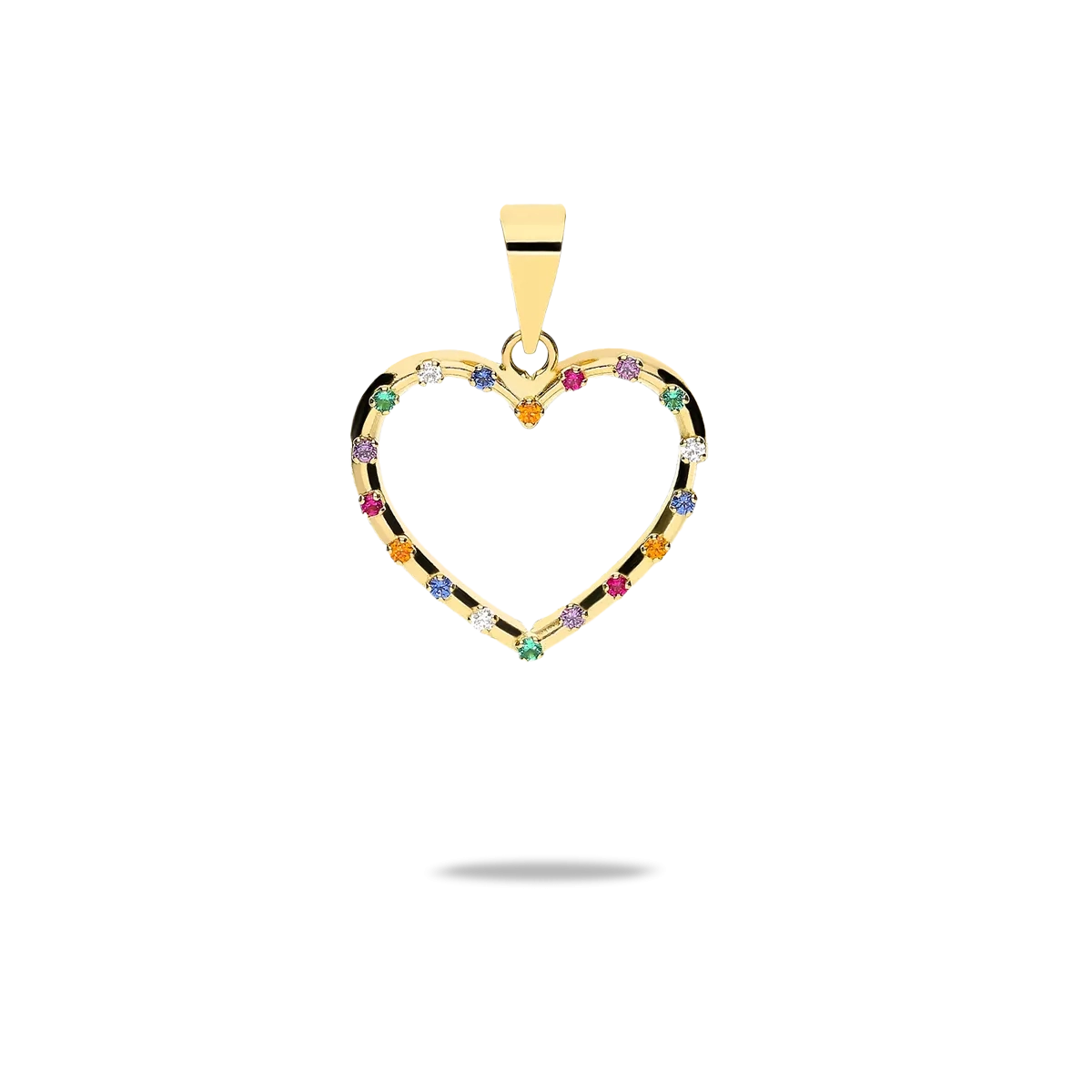 colgante corazon y circonitas color oro 18 quilates