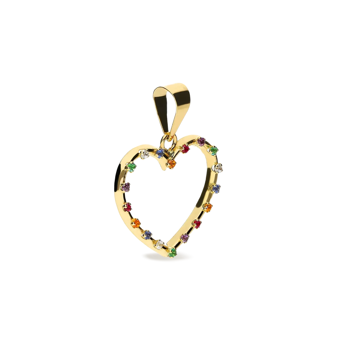 colgante corazon y circonitas color oro 18 quilates