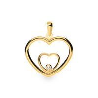 Colgante corazon interior y chaton oro 18 quilates
