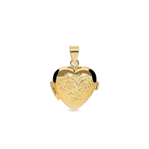 Colgante de Oro guardapelo en Forma de Corazón con Dibujo de Flores. Calibre 20 mm. B18SCO39S4228A00