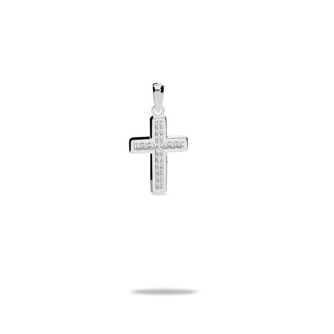 18k white gold cross