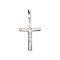 Cruz oro blanco con diamantes naturales 20mm