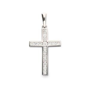 Cruz oro blanco 17 diamante natural blanco small inclusions total 0,29 kt. hilera diamante natural canal de largo 20 x 02,40 0BRSCZ44R2340B32