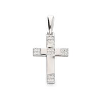 Cruz oro blanco con diamantes naturales 15mm