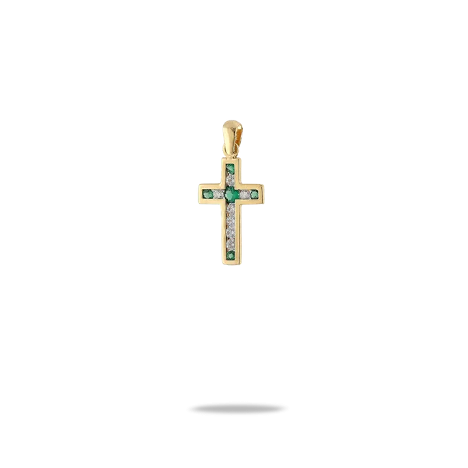 Cruz con circonitas en canal 16mm oro 18 quilates