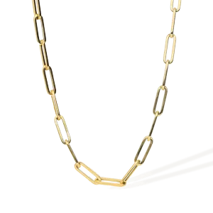 Gargantilla de Oro Hueca con Eslabones de Anillas Rectangulares Lisas. Calibre 13 x 04 x 01 mm. Largo 45 cm. Cierre de Mosquetón. 118SGA41D1656A45