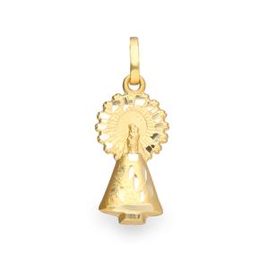 Medalla de Oro Virgen del Pilar con manto silueta mate brillo Medida 18mm 1618UMD1845AM18