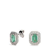 Pendientes esmeraldas y diamantes oro blanco 18 quilates