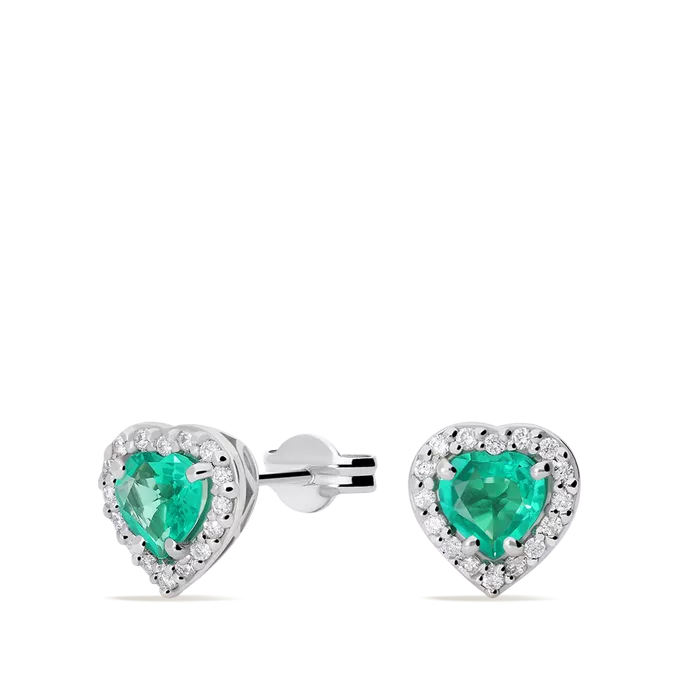 Pendiente diamante natural 0.16 ct. oro 18 quilates LOVE EMERALD