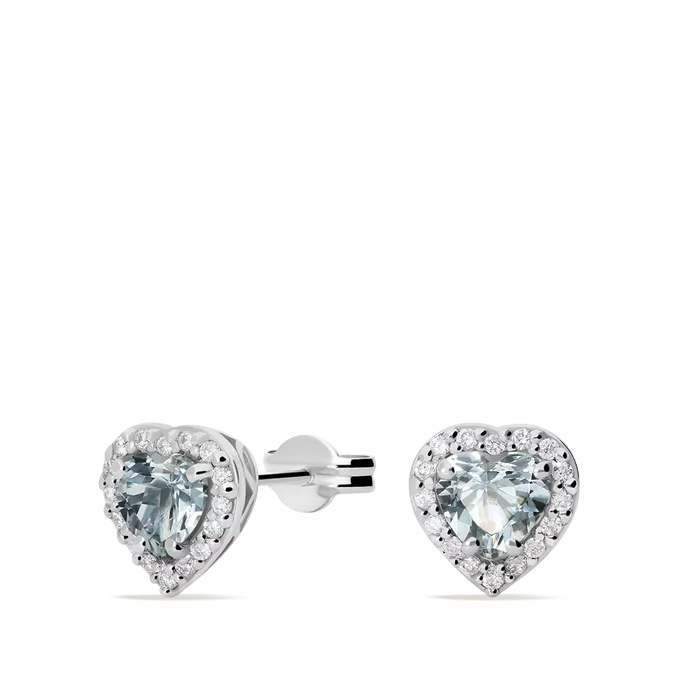 Pendiente diamante natural 0.16 ct. oro 18 quilates LOVE AQUAMARINE