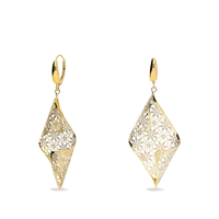 Pendientes rombo onda filigrana oro 18 quilates