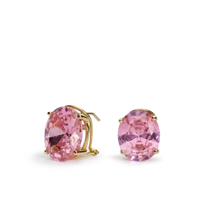 Pendiente circonita rosa oval 12 x 10 mm. 4 garras cierre omega. B18SPD12U121RA00
