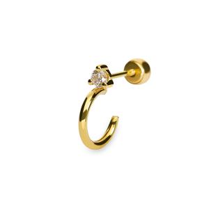 Piercing oreja tipo criolla tubo redondo circonita 02,5 mm. 3 garras 8 x 01,3 cierre de bola 318SPI18O0057A08