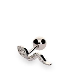 Piercing oreja plata serpiente circonita grano derecha medida 12 x 03,5 palo 10 x 1 cierre de bola 4 mm. 252437