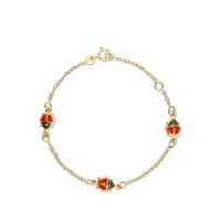 Pulsera bebe mariquitas oro 18 quilates