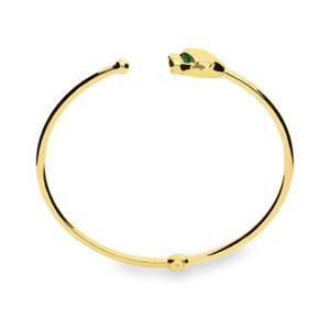 Pulsera tubo redondo cabeza leopardo 10 x 09,5 circonita verde ojo 4 mm. bola abierto 55 x 45 x 02,5 218SPU36XLEOPA00