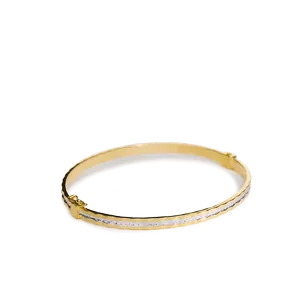 Pulsera bicolor rodio tubo hueco rectangular centro diamantado medida 4 x 2 mm. talla 50 x 60 con muelle cierre de ocho 318SPU36UR338C00