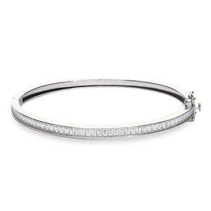Pulsera plata rigido circonita princesa canal 60 x 50 medida 5 doble cierre de ocho cierre de cajón. 32815