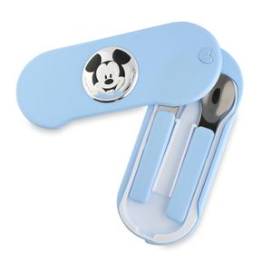 Set de Tenedor y Cuchara Disney con Caja de Plástico Azul y Chapa Bilaminada con Imagen de Mickey ES122DNC