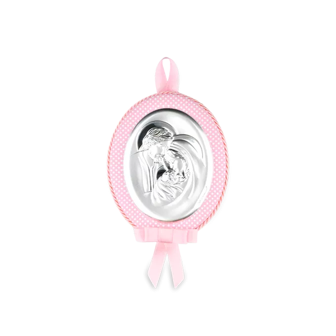 Medalla de Cuna Ovalada Rosa Plata Bilaminada