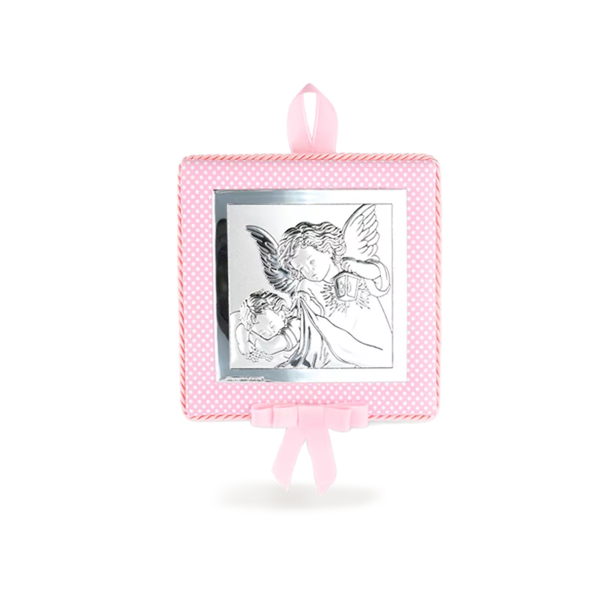 Medalla de cuna angel rosa