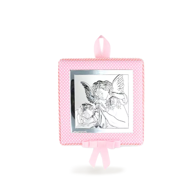 Medalla de cuna angel rosa