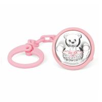 Cadena portachupetes oso cesta rosa