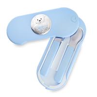 Set infantil Tenedor y Cuchara azul Oso en cesta
