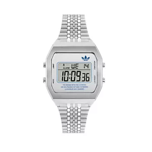 Reloj Adidas Unisex con Caja y Armis de Acero Calibre 20mm. Esfera Digital, Alarma, Cronómetro, Calendario, Luz LED. Bisel Liso. Sumergible 50m. Caja de 38x36mm. AOST23554