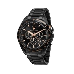 Reloj Cronógrafo Maserati para Caballero de Acero Pavonado Negro con Armis Mate-Brillo Pavonado Negro. Esfera Negra con Números Palos, Calendario y Bisel Negro con Taquímetro. Sumergible 100m. Caja 45mm R8873612048