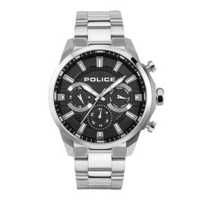 Reloj Multifunción Police para Caballero de Acero con Armis de Acero Calibre 22mm. Esfera Negra con Números Palos. Bisel Liso. Sumergible 50 metros. Caja de 46 mm PEWJK2204201