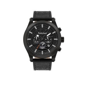 Reloj Multifunción Timberland para Caballero de Acero Pavonado Negro con Correa de Piel Negra con Pespunte Negro de Calibre 24mm. Esfera Negra con Números Palos, Calendario y Bisel Liso. Sumergible 50m. Caja 48mm TBL.15661JSB-02