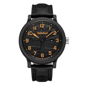 Reloj Timberland para Hombre de Plástico Reciclado Negro con Correa de Piel Negra. Esfera Negra con Números Árabes con Calendario. Bisel Liso. Sumergible 50 metros. Caja de 46 mm TDWGB0010704