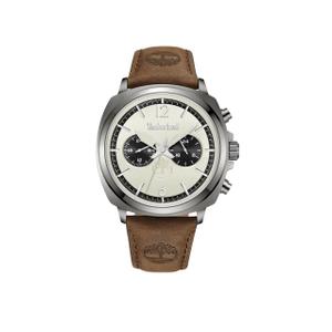Reloj Multifunción de Timberland para Hombre de Acero Pavonado Gun Metal con Correa de Piel Marrón. Esfera Gris y Negra con Números Árabes y Palos. Bisel Liso. Sumergible 50 metros. Caja de 43,5 mm TDWGF0028203