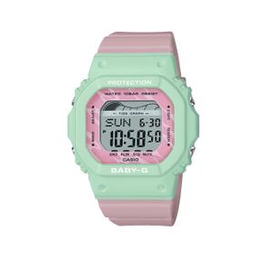 Reloj Casio Baby-G para Señora con Caja de Resina Verde y Correa de Resina Rosa. Esfera Digital con 3 Alarmas, Indicador Mareas Fase Lunar, Cronómetro, Calendario Automático, Indicador 12/24H y Luz LED. Pila 3 Años. Sumergible 100m. Caja 38x42mm  BLX-565-3ER