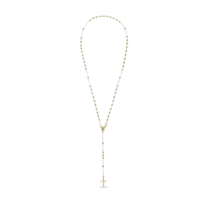 Gargantilla con cadena forsat 1 mm. tipo rosario bola liso 3 mm. forma de cruz 14 x 01,9 de largo 42 . cierre de reasa 5 318URO80X0848A30
