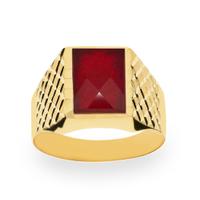 Sello de oro para hombre rubi sintetico rectangular