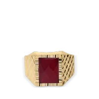 Sello de oro para hombre rubi sintetico rectangular