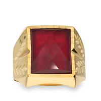 Sello de oro para hombre rubi sintetico rectangular
