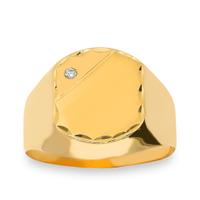 Sello de oro para hombre rectangular mate brillo con circonita