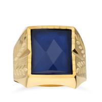 Sello de oro para hombre zafiro sintetico rectangular