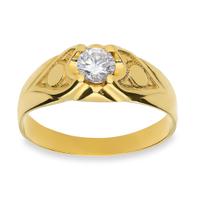 Sello solitario oro para hombre con circonita cuatro garras