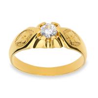 Anillo solitario de oro para hombre con circonita seis garras